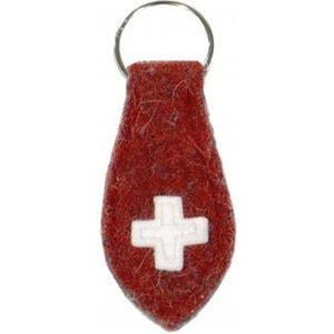 Karlen Swiss Schlüsselanhänger mit Schweizer Kreuz spitz