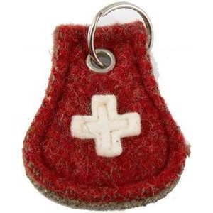 Karlen Swiss Schlüsselanhänger mit Schweizer Kreuz rund