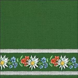 Swiss Finest Alpine Flowers grün Servietten 20 Stück