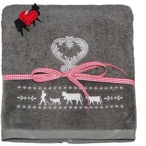 Steinlin Alpaufzug Frottiertuch anthrazit 50 x 100 cm