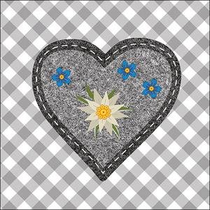 Swiss Finest Servietten Edelweiss Herz grau 20 Stück