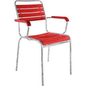 Schaffner Lättlistuhl Rigi mit Armlehne feuerverzinkt rot