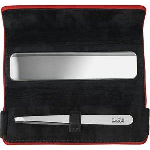 Rubis Rotes Leder-Spiegeletui & Pinzette Classic Schräg