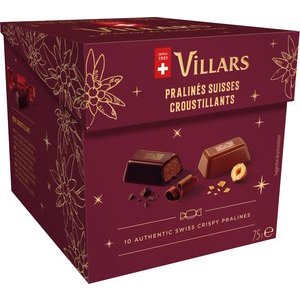 Villars Authentic Swiss Crispy Pralinen Box 75 g