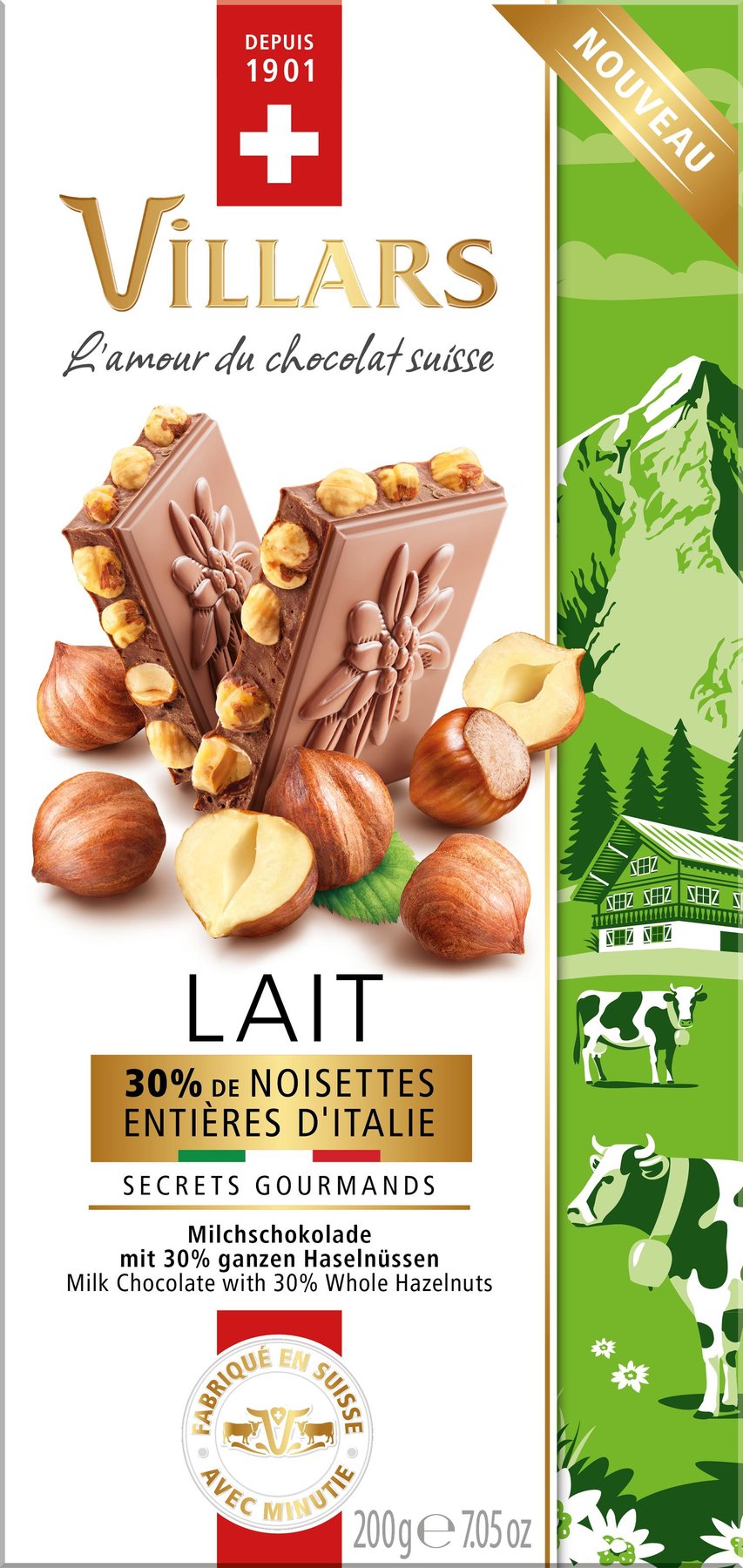 Villars Milchschokolade mit ganzen Haselnüssen 200g