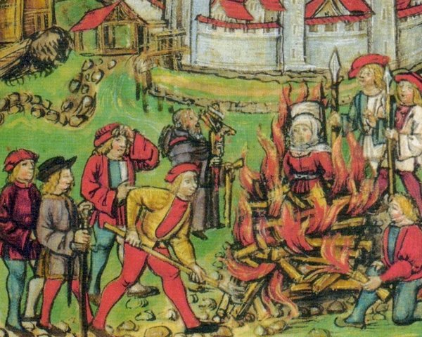 Hinrichtung der «Hexe» Anna Vögtlin 1447 in Willisau. - Johann Jakob Wick