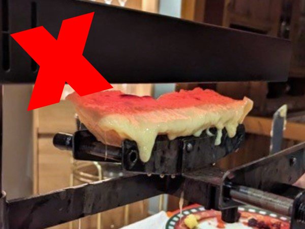 Heißes Metall, Käse viel zu lange im Ofen, rechtzeitige Pause verpasst!