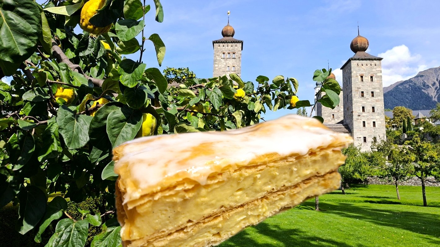 Cremeschnitte mit Quittenglasur