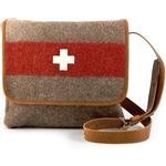 Umhängetasche mittel mit Schweizer Kreuz, Lederträger und Innenfach