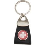 Schlüsselanhänger Tropfen schwarz Schweizer Kreuz