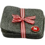 Glasuntersetzer 4er Set Filz grau Schweizer Kreuz